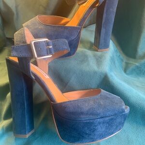 Steve Madden Blue Platform Sandals with Block Heel